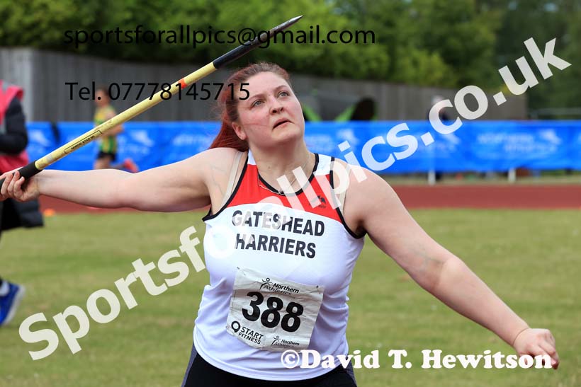 Senior Womens javelin, 2024 Northern Senior and Under-20s Track and Field Champs, Middlesbrough.  Photo: David T. Hewitson/Sports for All Pics